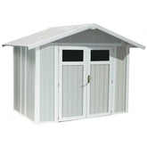 Abri de jardin en PVC 4,9m² UTILITY blanc et gris bleu Grosfillex + kit ancrage offert Ma boutique